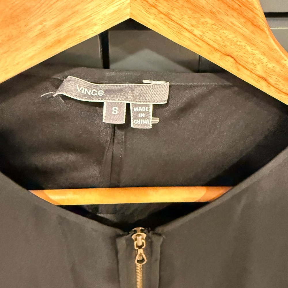 Vince 100% Silk Black Half-Zip Blouse. - Picture 4 of 6